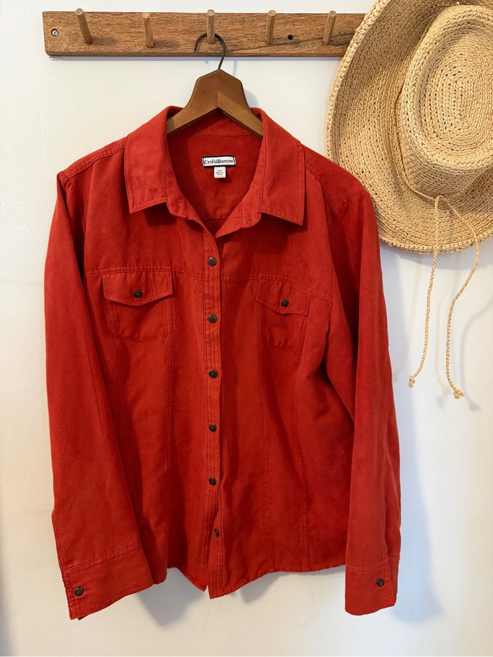 croft & barrow Brick Red Long-Sleeve Button-Front Shirt